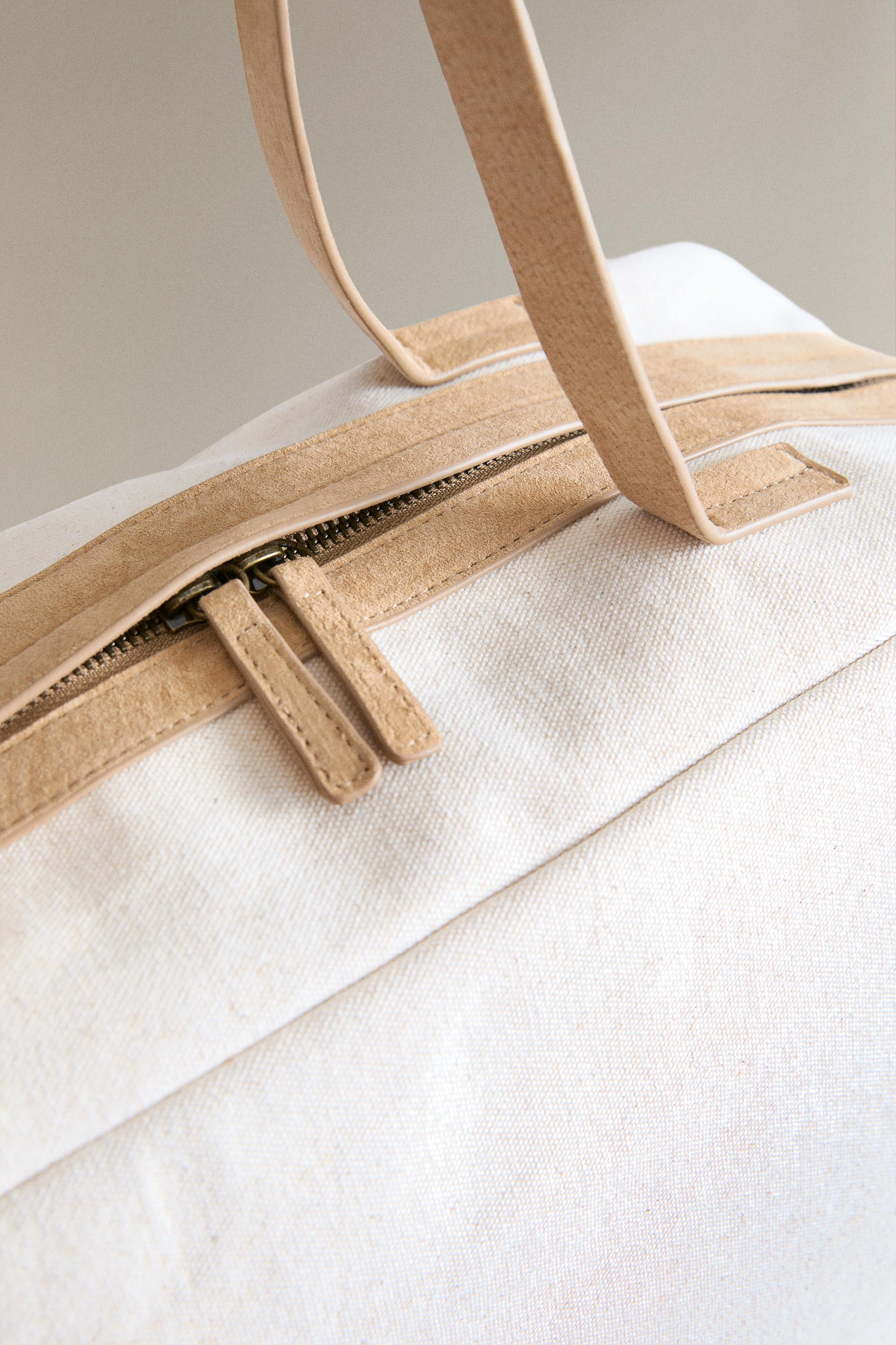 CANVAS BAG WITH LEATHER DETAIL